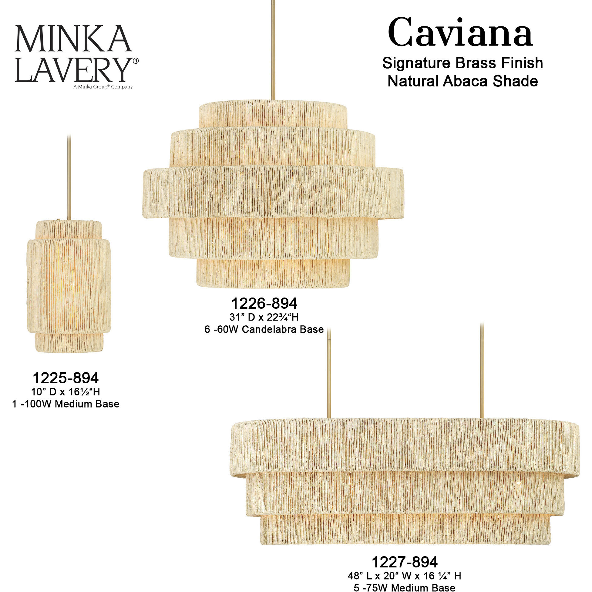 Caviana 6 Light 31 inch Signature Brass Pendant Ceiling Light